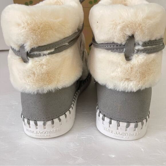 Ilse Jacobsen Boots Tulip 6072 Gray Faux Fur Ankle Bootie Size 40 - Picture 7 of 8